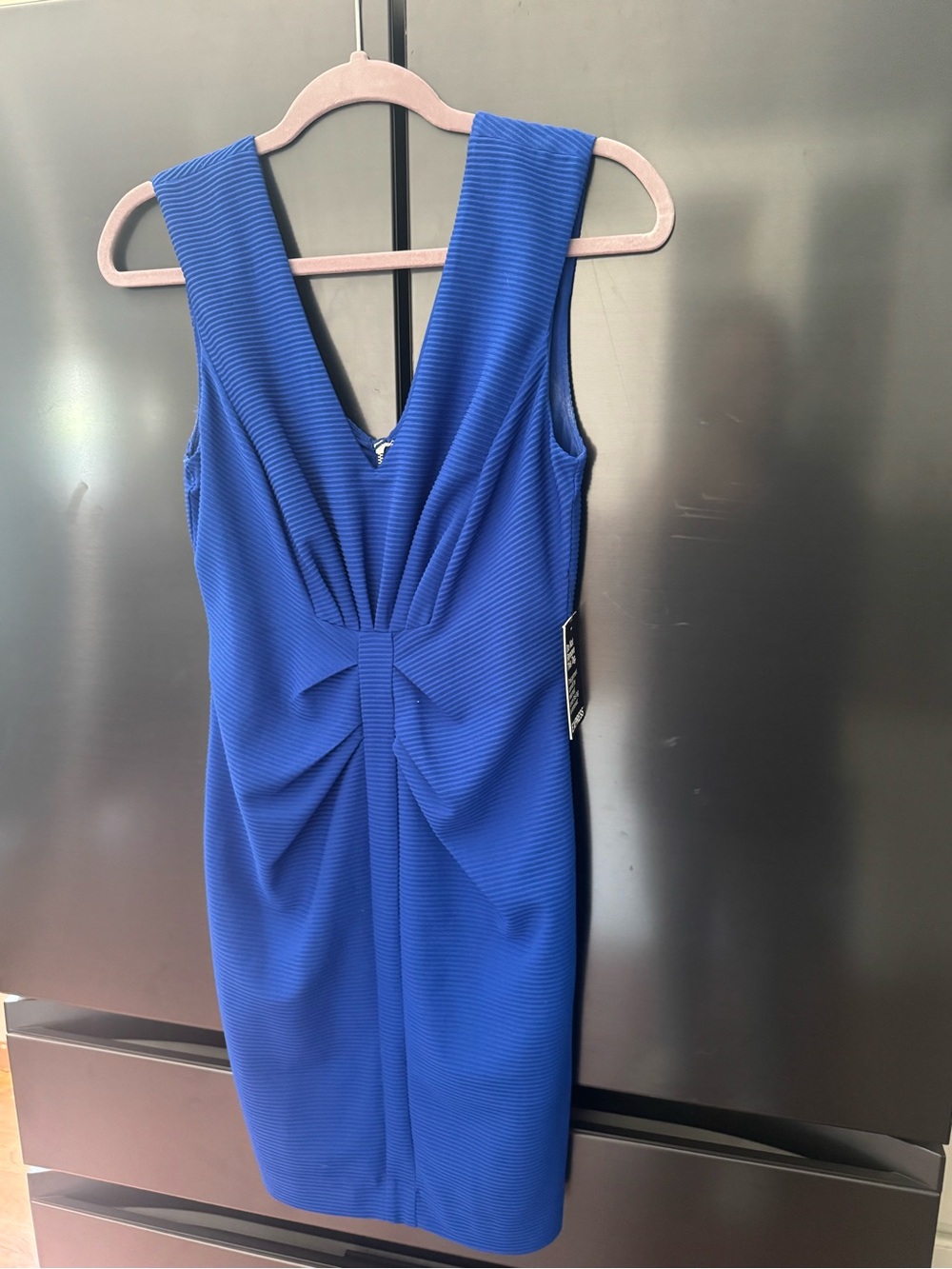Elegant Blue V-Neck Cocktail Dress